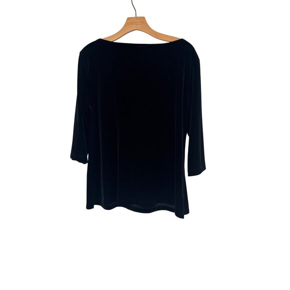 Chico's 3 Private Edition Black Velvet 3/4 Sleeve Top shirt Size XL - Picture 3 of 3